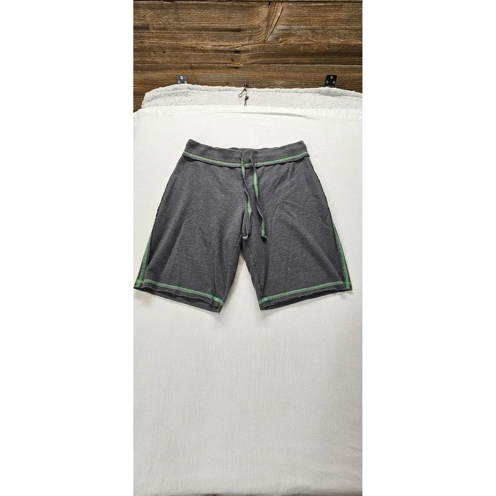 BCG Womens Athletic Shorts Gray Lime Green Contrast Stitch Drawstring Size M